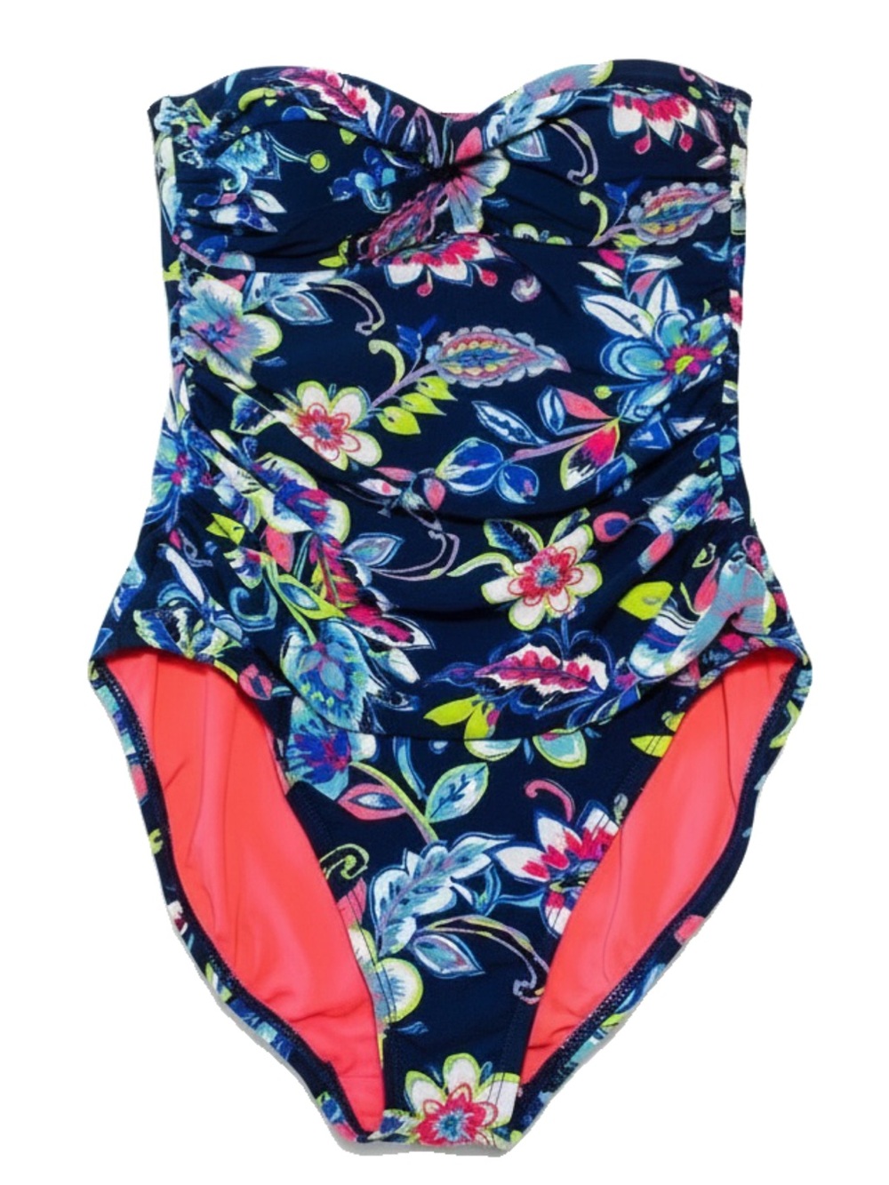 🛍️Anne Cole Twist Front Shirred Bandeau One-Piece Swimsuit. Brand new with tags.